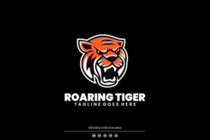 Banner image of Premium Roaring Tiger Simple Mascot Logo  Free Download