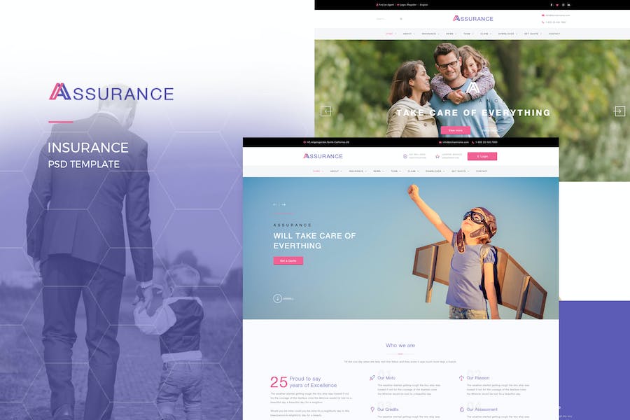 Premium Assurance – Insurance PSD Template  Free Download
