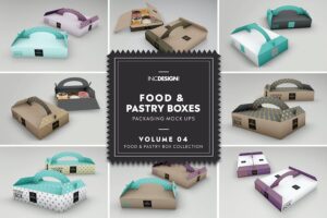 Banner image of Premium Food Pastry Boxes Vol.4 Packaging Mockups  Free Download