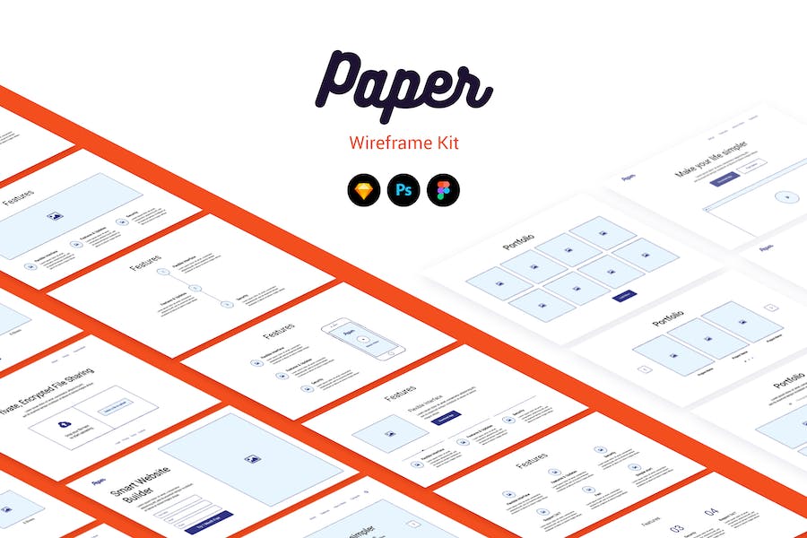 Premium Paper Wireframe Kit  Free Download