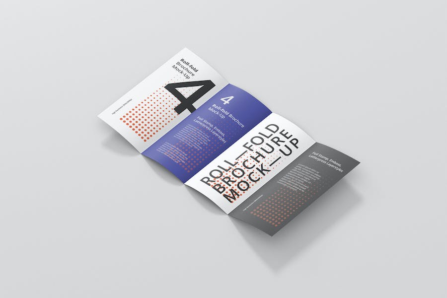 Premium Roll Fold Brochure Mockup  Free Download