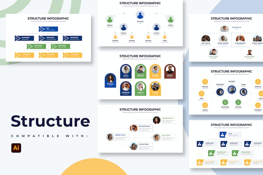 Premium Business Structure Illustrator Infographics  Free Download