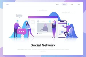 Banner image of Premium Social Network Flat Concept  Free Download