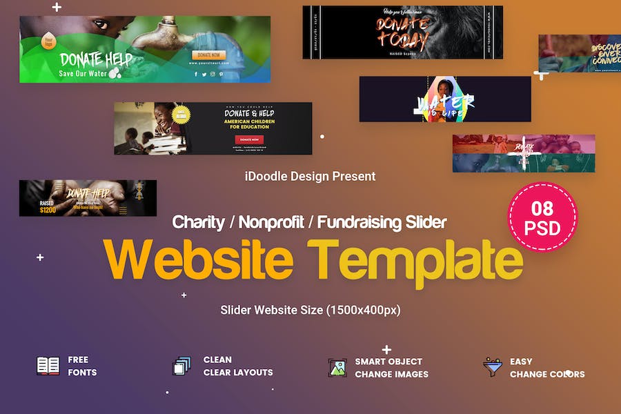 Premium Charity & Nonprofit Fundraising Sliders  Free Download