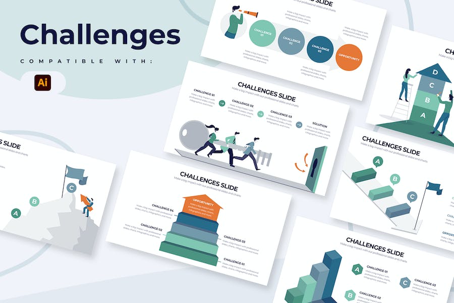 Premium Business Challenges Illustrator Infographics  Free Download