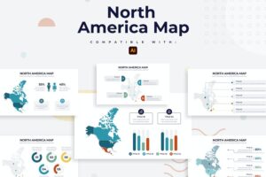 Banner image of Premium North America Map Illustrator Infographics  Free Download
