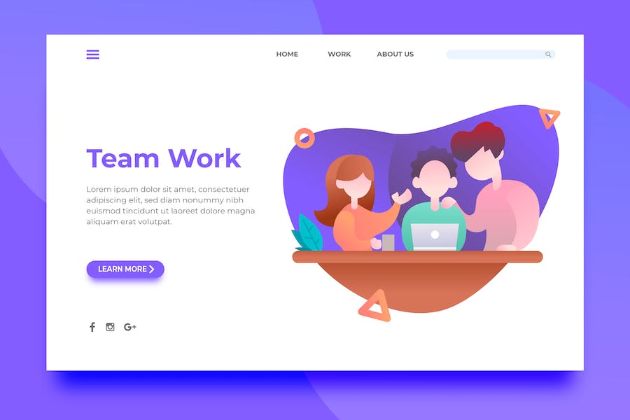 Premium Team Work Landing Page  Free Download