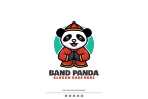 Banner image of Premium Band Panda Mascot Cartoon Logo  Free Download