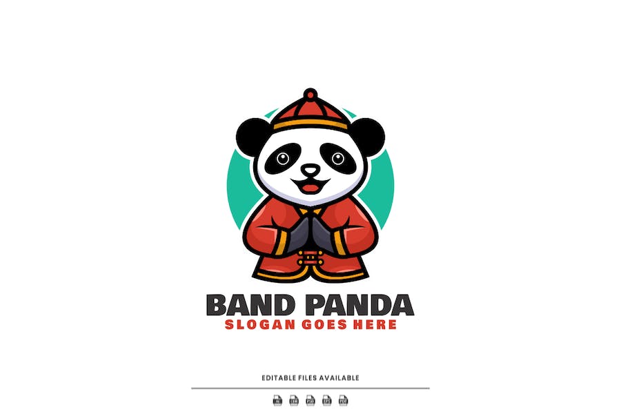 Premium Band Panda Mascot Cartoon Logo  Free Download