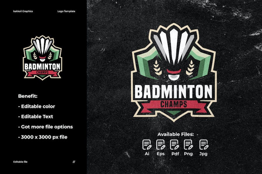 Premium Badminton Champs Badminton Logo Template  Free Download