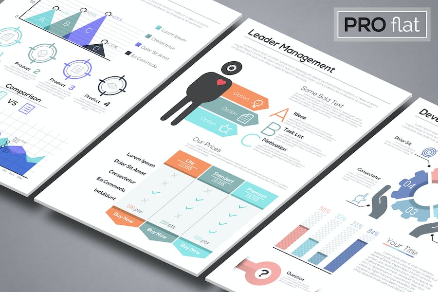 Premium Pro Flat Infographic Brochures  Free Download