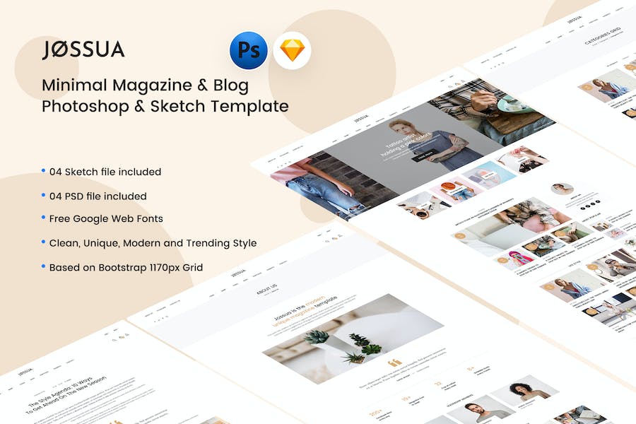 Premium Jossua Minimal Blog & Magazine Template  Free Download