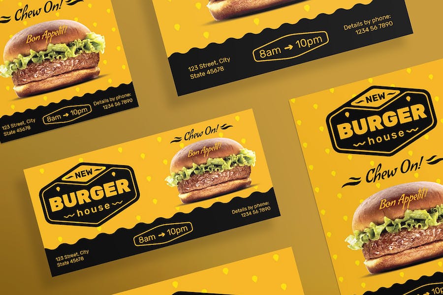 Premium Burger House Flyer and Poster Template  Free Download