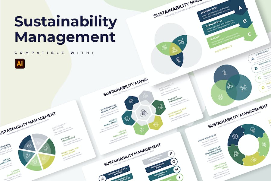 Premium Sustainability Management Illustrator Infographics  Free Download