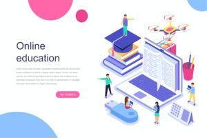 Banner image of Premium Online Education Isometric Concept  Free Download