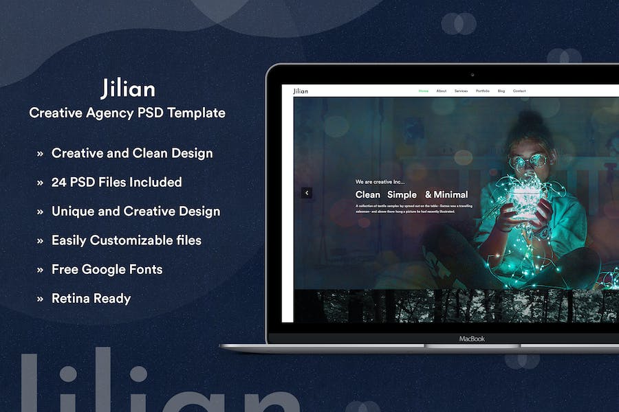 Premium Jilian Creative Agency PSD Template  Free Download