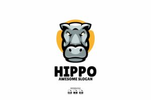 Banner image of Premium Hippo Head Mascot Design Logo  Free Download
