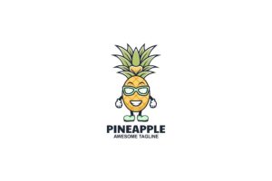 Banner image of Premium Pineapple Mascot Cartoon Logo  Free Download