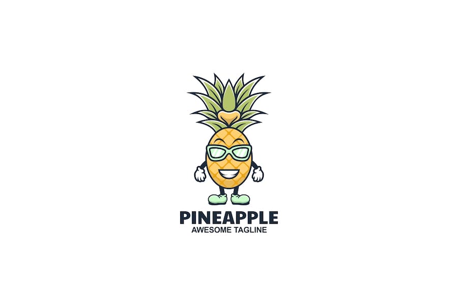 Premium Pineapple Mascot Cartoon Logo  Free Download