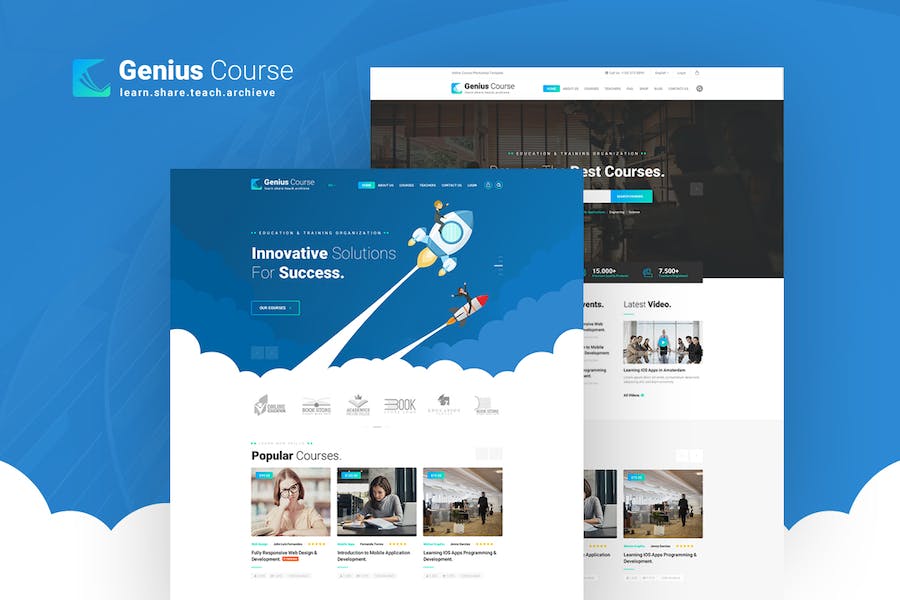 Premium Genius Learning Course PSD Template  Free Download