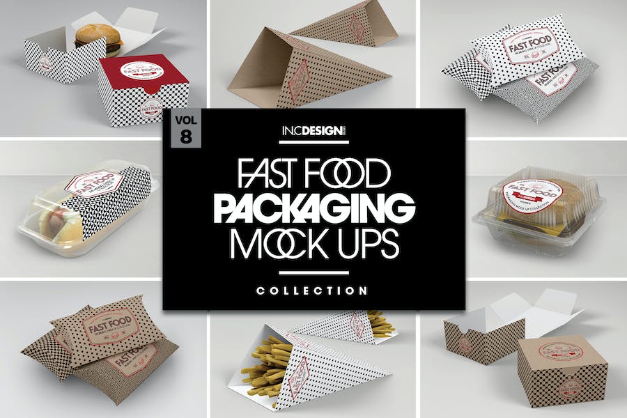 Premium Fast Food Boxes Vol 8 Take Out Packaging Mockups  Free Download