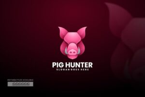 Banner image of Premium Pig Hunter Gradient Colorful Logo  Free Download