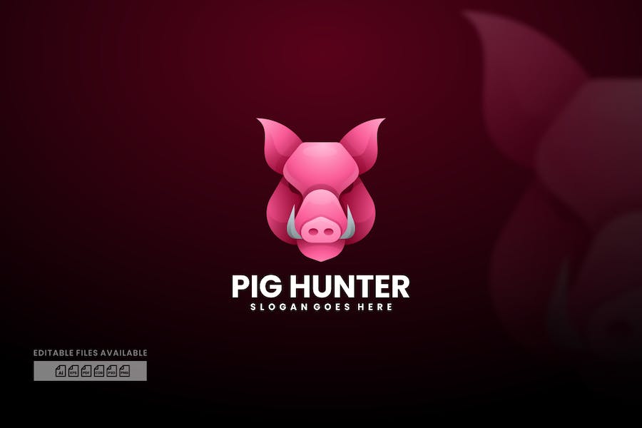 Premium Pig Hunter Gradient Colorful Logo  Free Download