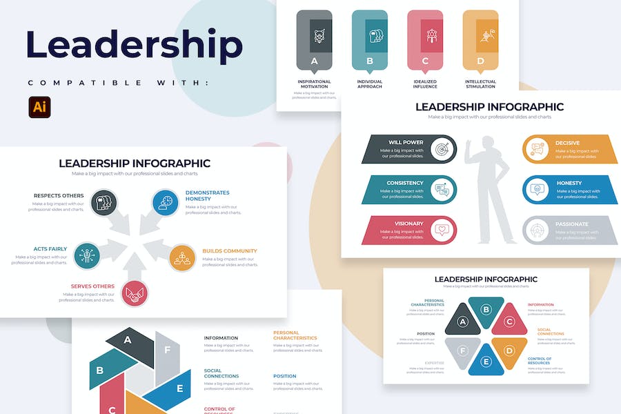 Premium Business Leadership Illustrator Infographics  Free Download