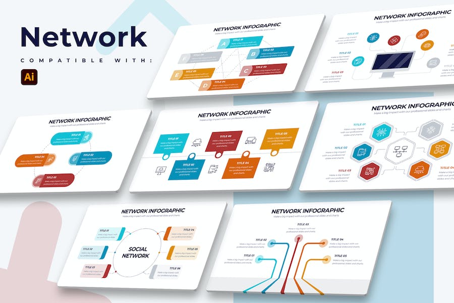 Premium Business Network Illustrator Infographics  Free Download