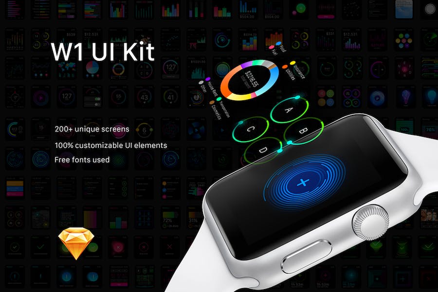 Premium W1 UI Kit for Watch Apps  Free Download