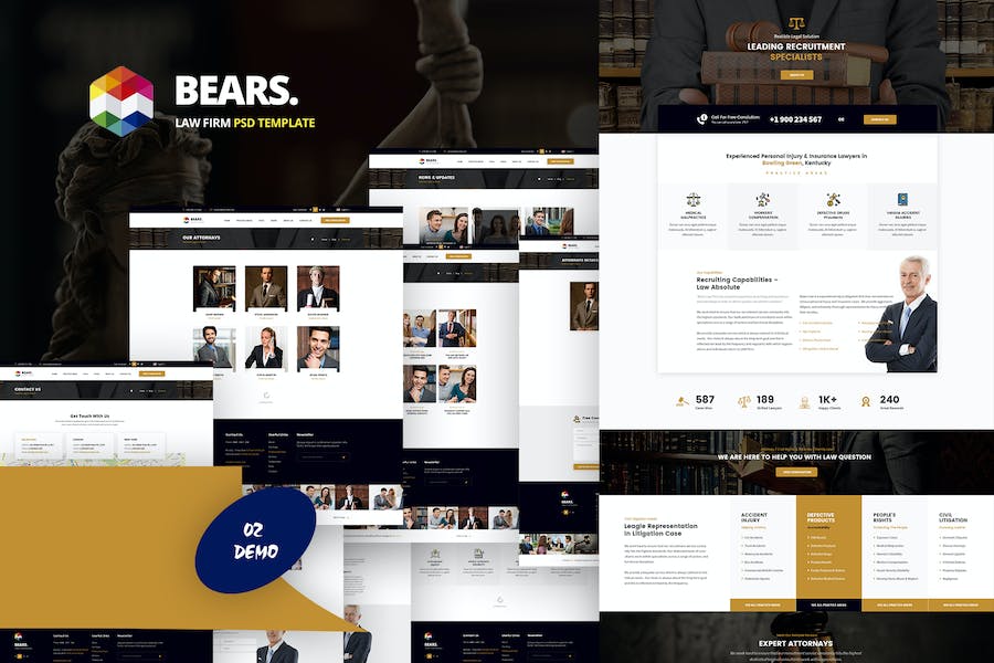 Premium Bears Law Firm PSD Template  Free Download