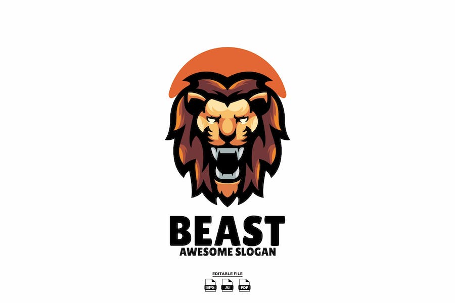 Premium Lion Head Mascot Logo Design  Free Download