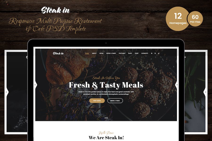 Premium Steak in Restaurant Cafe PSD Template  Free Download