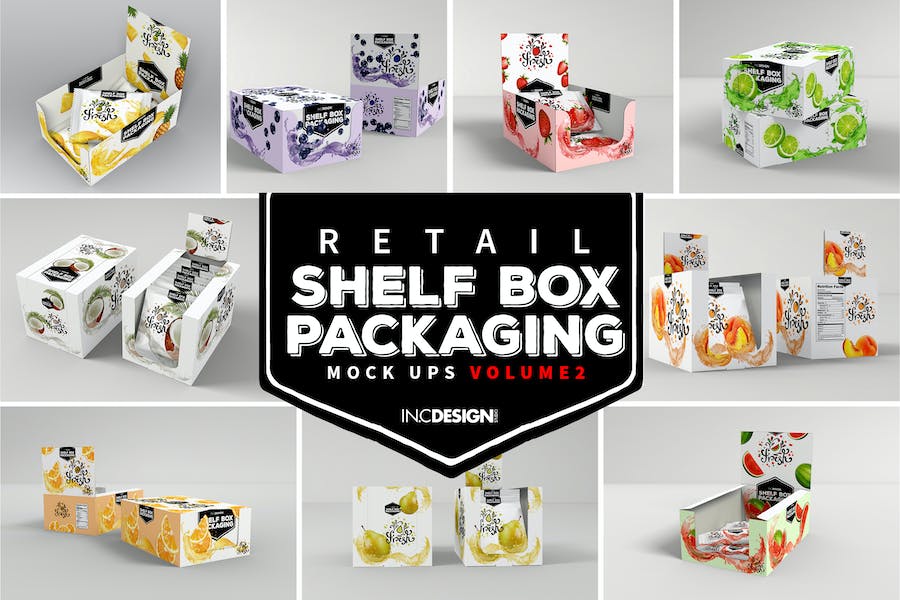 Premium Volume 2 Retail Shelf Box Packaging Mockups  Free Download
