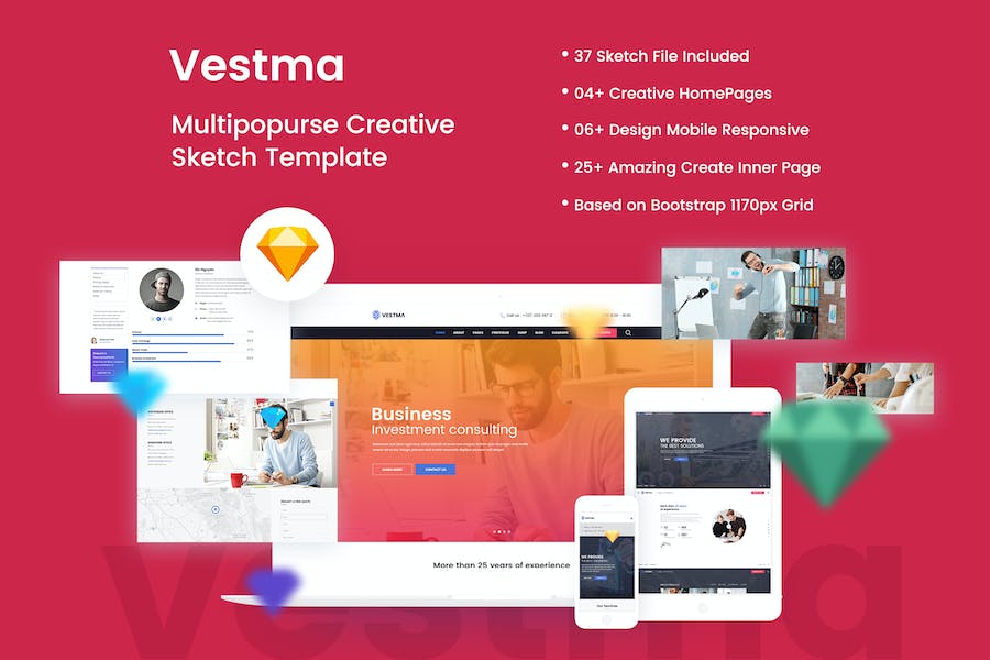 Premium Vestma Multipurpose Business Sketch Template  Free Download