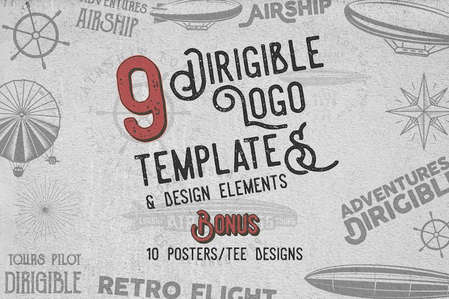 Premium Dirigible Vintage Logo Badges Design Elements  Free Download