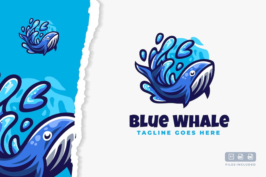 Premium Blue Whale Logo Template  Free Download