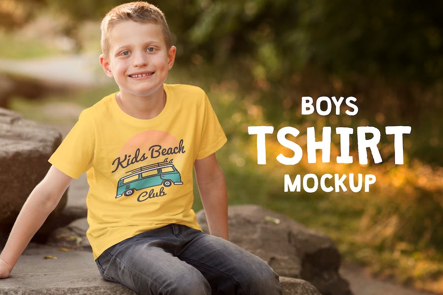 Premium Boys T-Shirt Mock-Up  Free Download