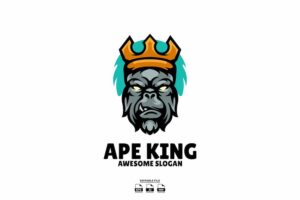 Banner image of Premium Ape King Head Mascot Logo Design  Free Download