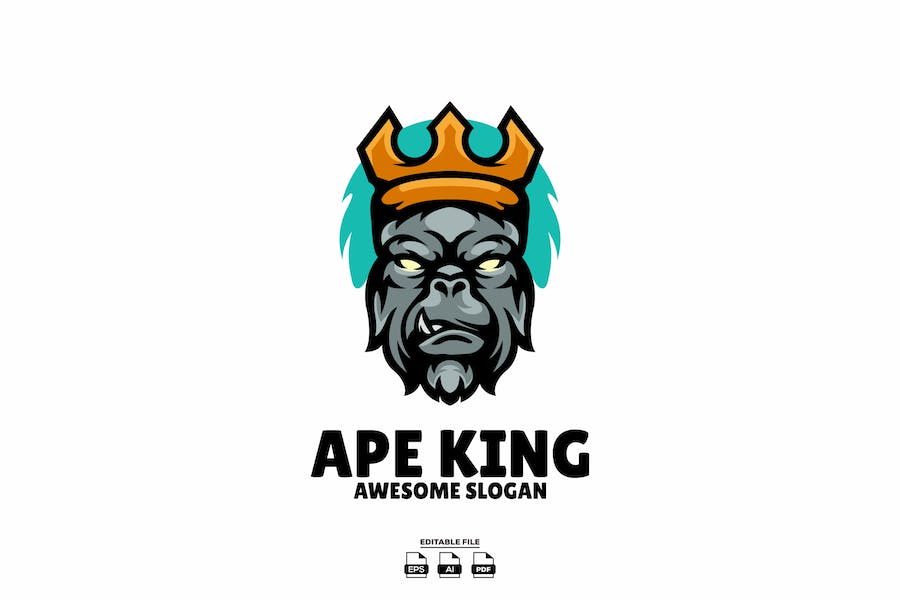 Premium Ape King Head Mascot Logo Design  Free Download