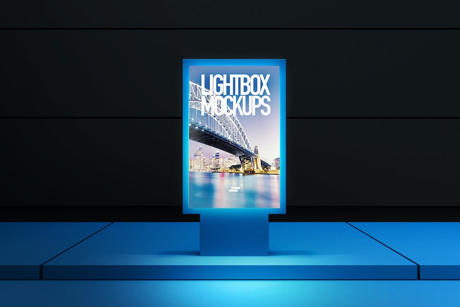 Premium 3D Lightbox Poster Outdoor Mock-up  Free Download