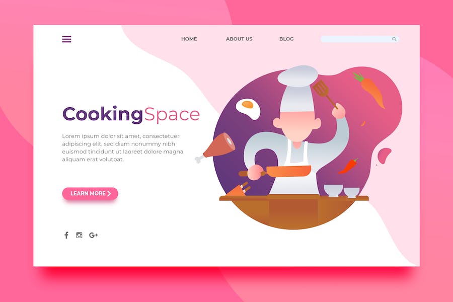 Premium Cooking Space Landing Page  Free Download