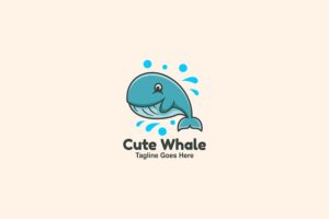 Banner image of Premium Cute Whale Mascot Cartoon Logo  Free Download