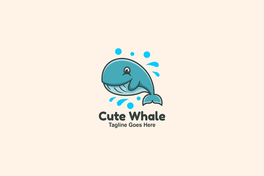 Premium Cute Whale Mascot Cartoon Logo  Free Download
