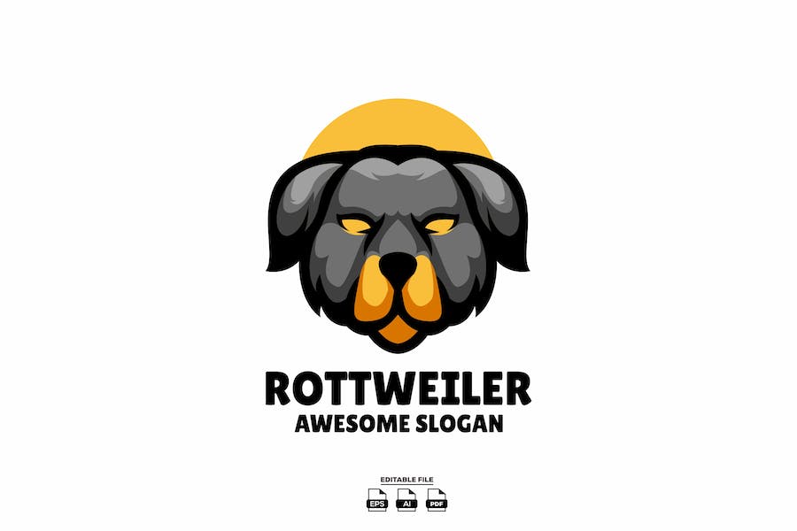 Premium Rottweiler Head Mascot Design Logo  Free Download