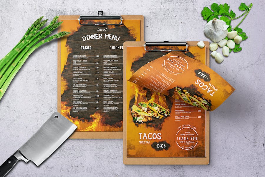 Premium Mexican A4/US Letter Single Page Food Menu  Free Download