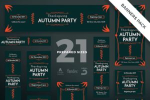 Banner image of Premium Thanksgiving Party Banner Pack Template  Free Download