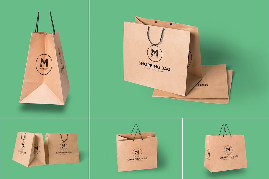 Premium 5 Paper Shopping Bag Mockups  Free Download