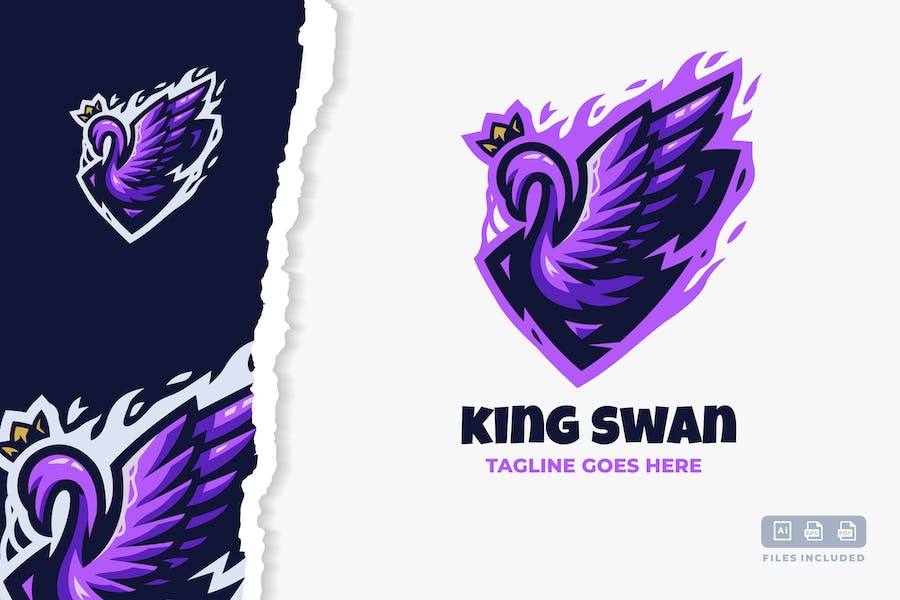 Premium King Swan Logo Template  Free Download