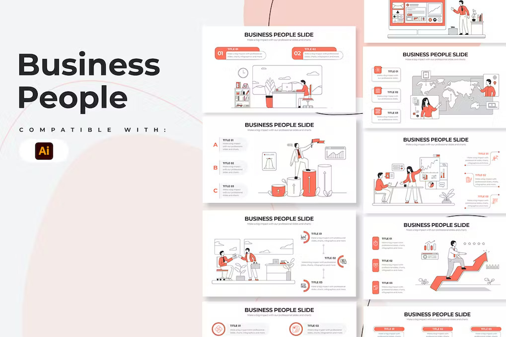 Premium Business People Illustrator Infographics  Free Download